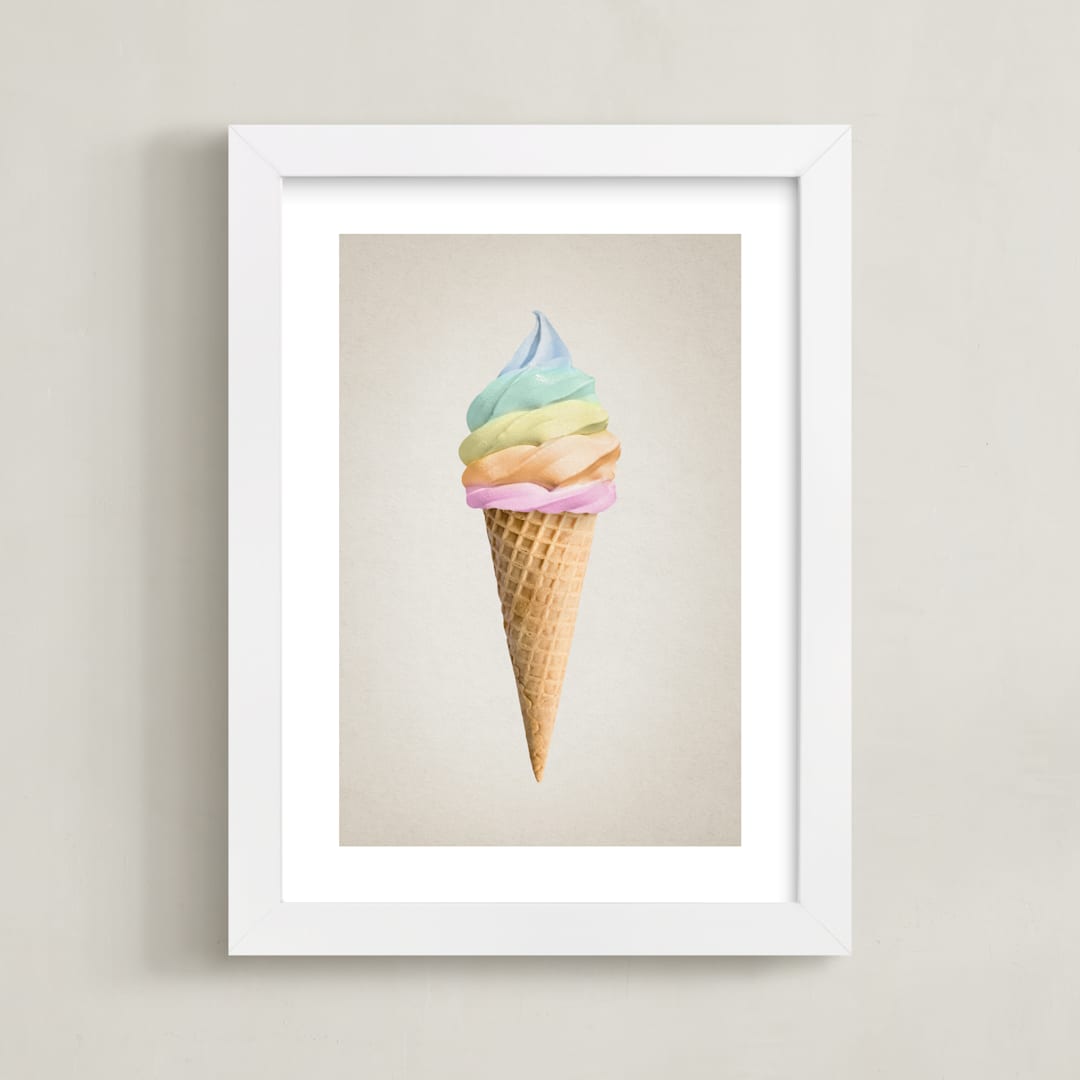"Rainbow Ice Cream" - Art Print in Sherbet by Paola Benenati - Framed