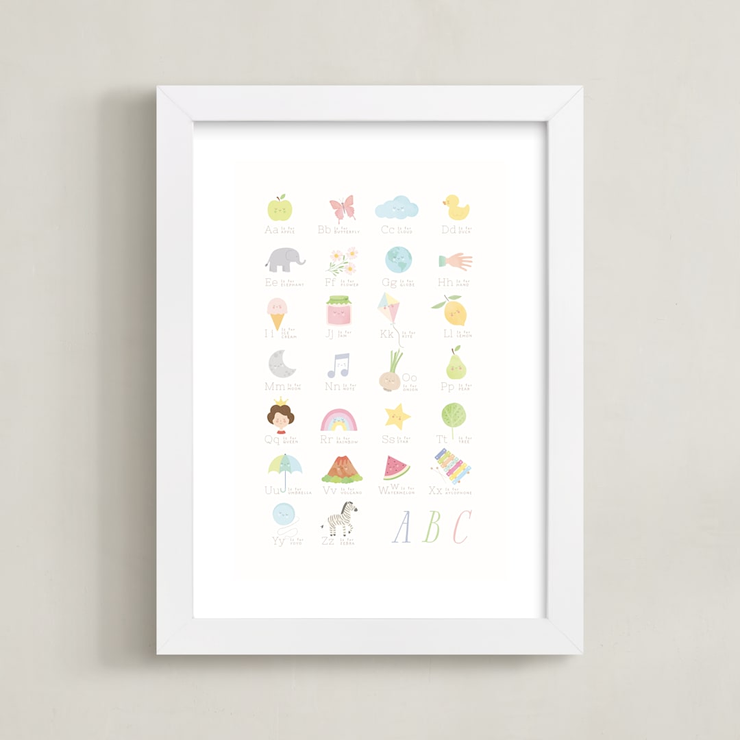 "Lovely alphabet" - Art Print in Daisy by Sabrin Deirani - Framed