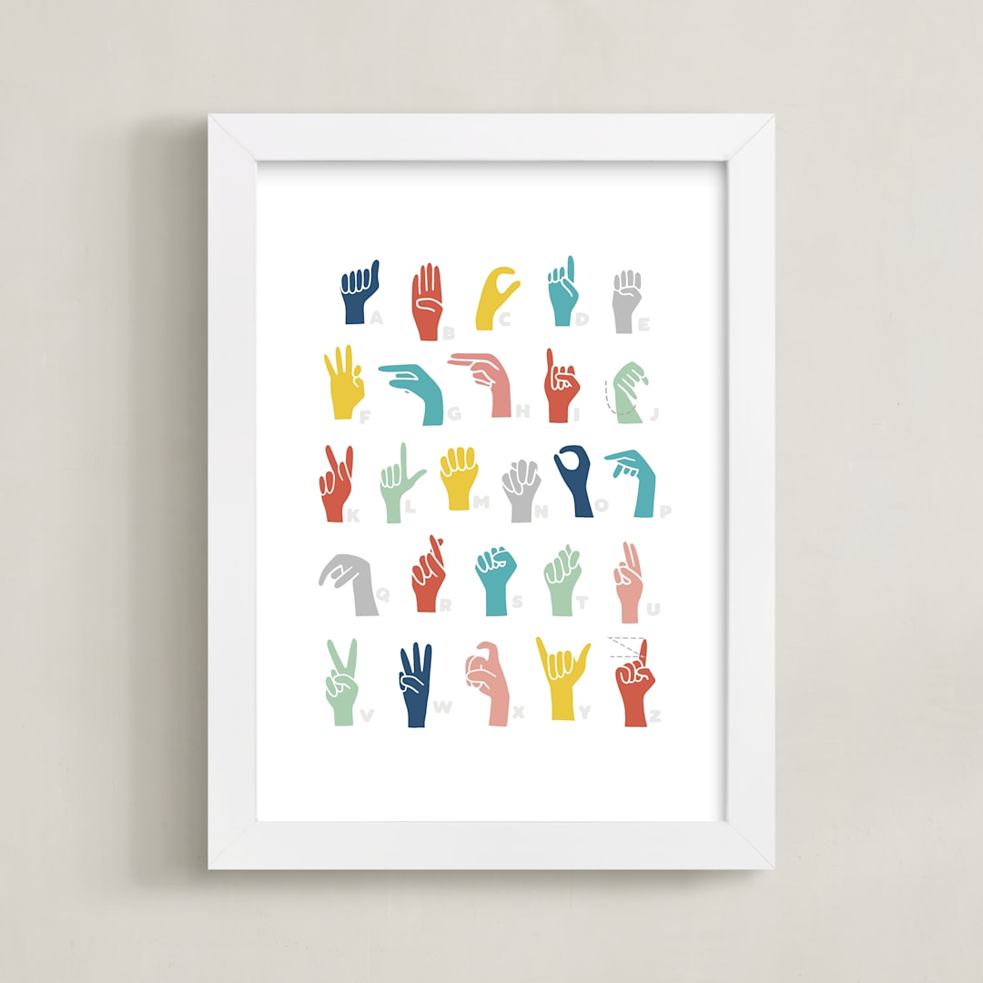 "American Sign Language ABCs" - Art Print in Rainbow by Jessie Steury - Framed