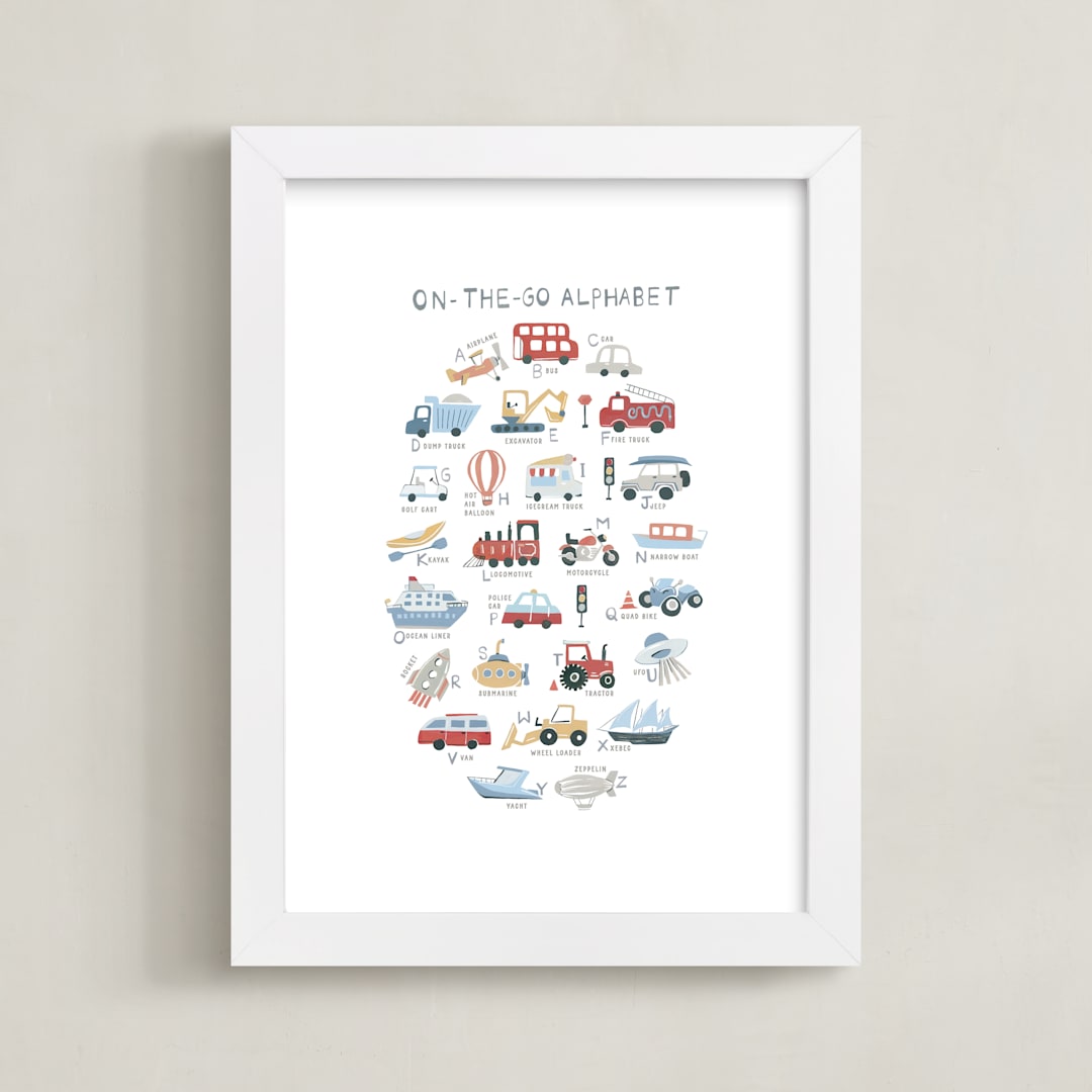 "Transportation Alphabet" - Art Print in Pearl by Teju Reval - Framed