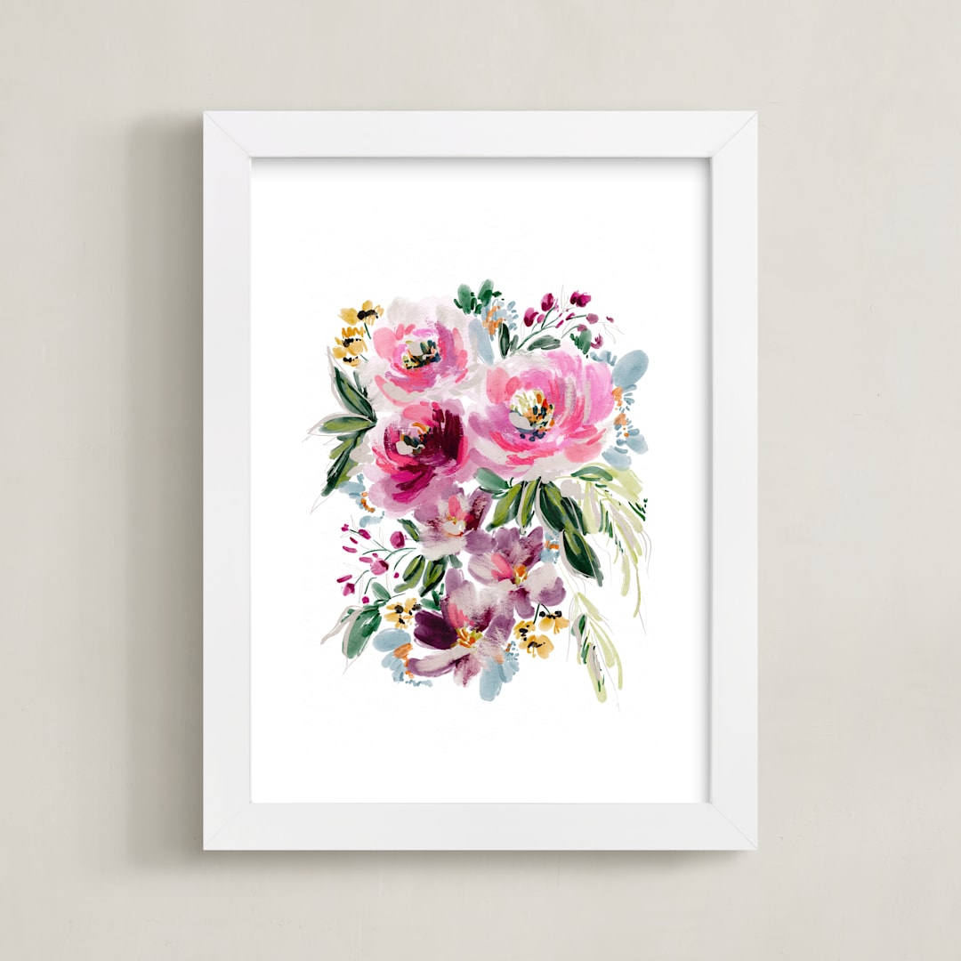 "Ella Bloom" - Art Print in Peonies by Britt Mills - Framed