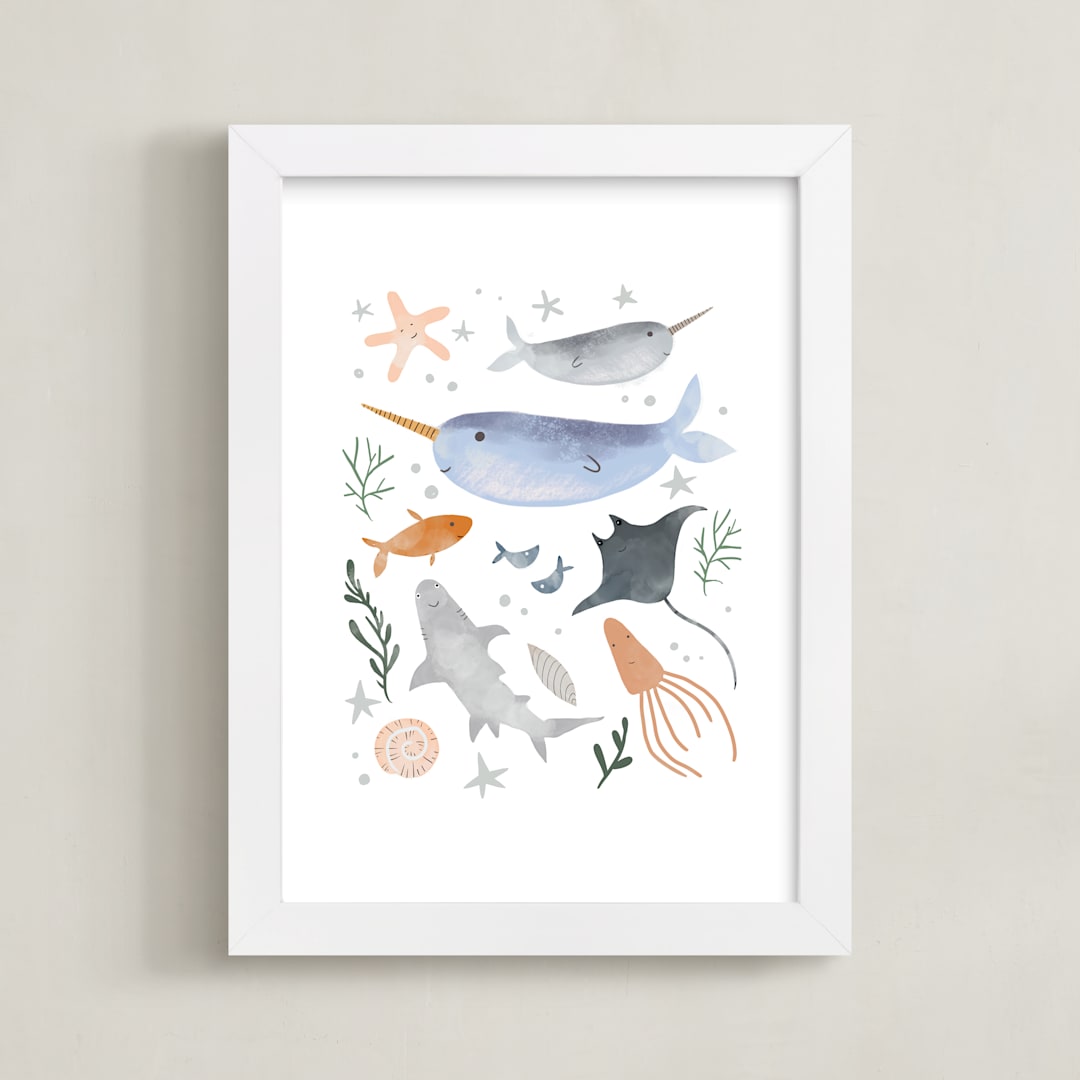 "Sea Life" - Art Print in Ocean by Hannah Williams - Framed