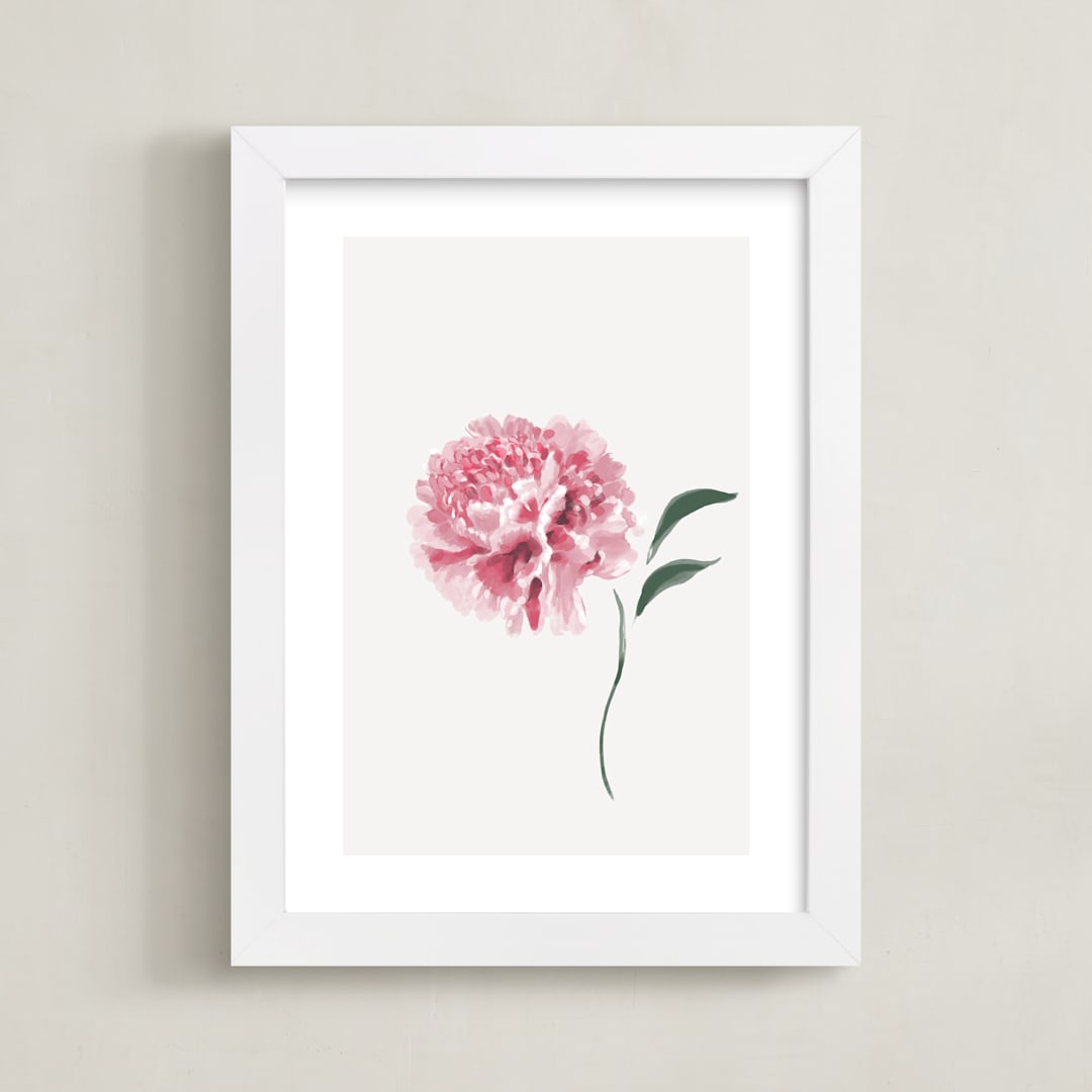 "Leaning In" - Art Print in Pretty Pink by Julie Cha - Framed