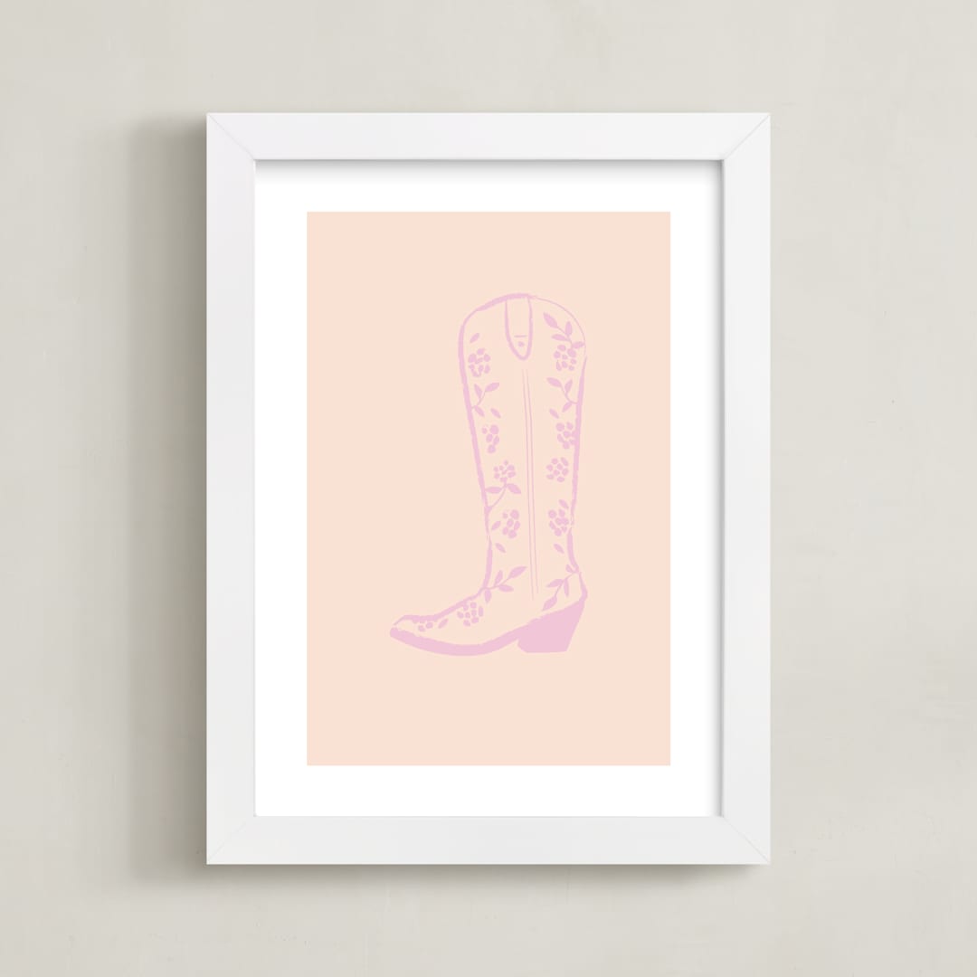 "Cowgirl I" - Art Print in Rose Petal Pink by Gwen - Framed