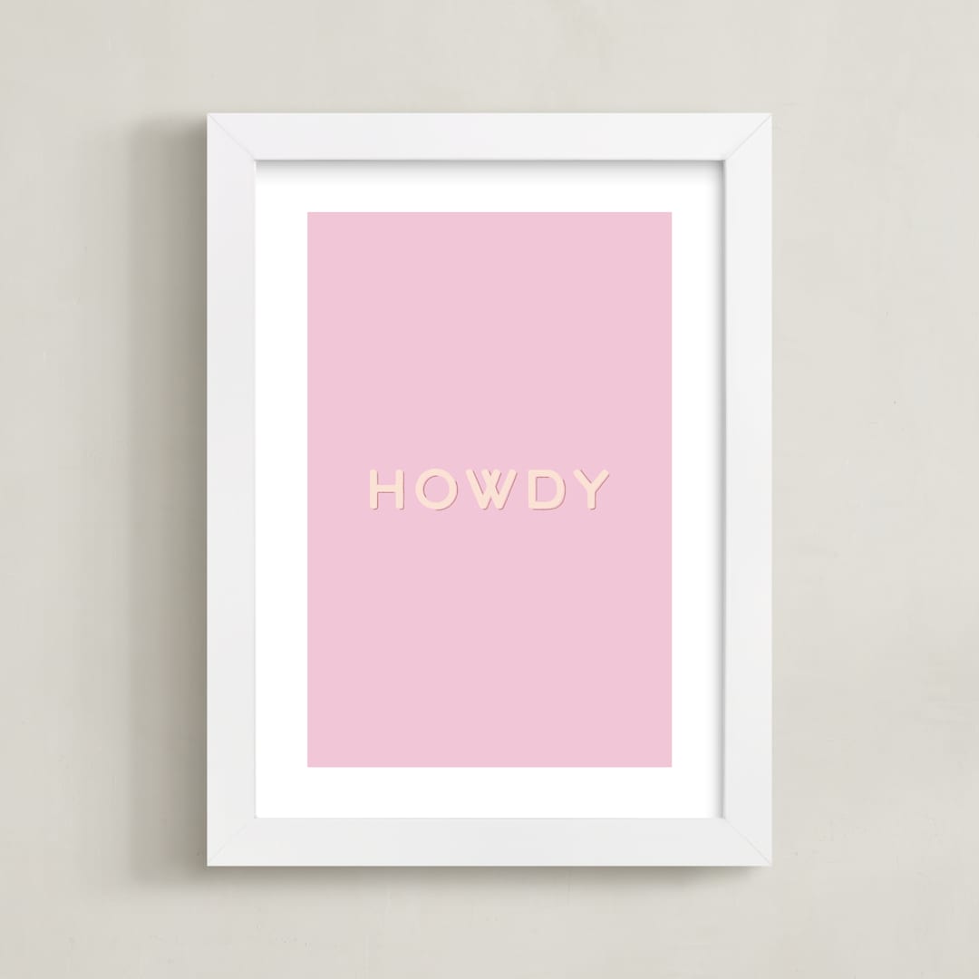 "Cowgirl II" - Art Print in Rose Petal Pink by Gwen - Framed