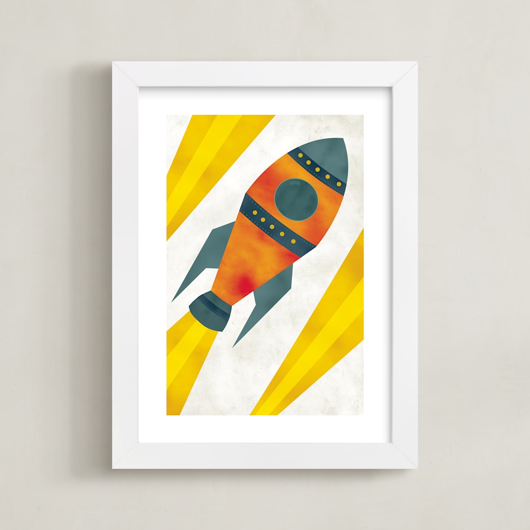 "Space to Explore I" - Art Print in Flare by Heather Schertzer - Framed