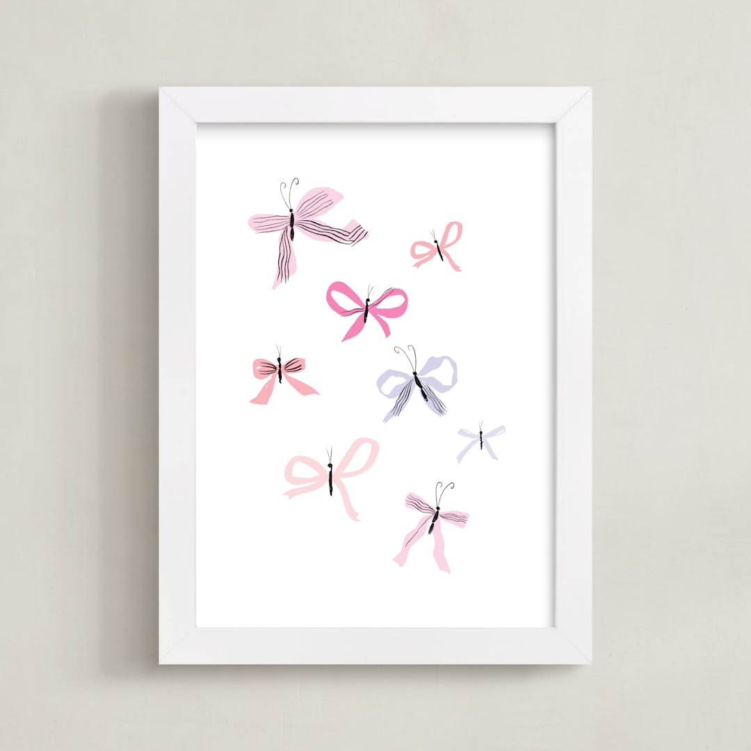 "Butterfly Bows" - Art Print in Lavender by Baumbirdy - Framed