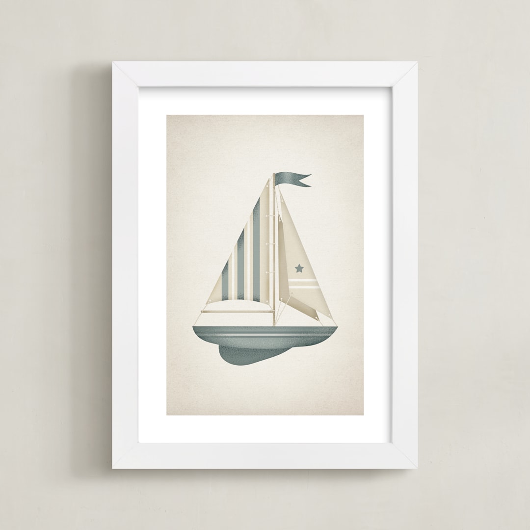 "Sailboat" - Art Print in Sky by Paola Benenati - Framed