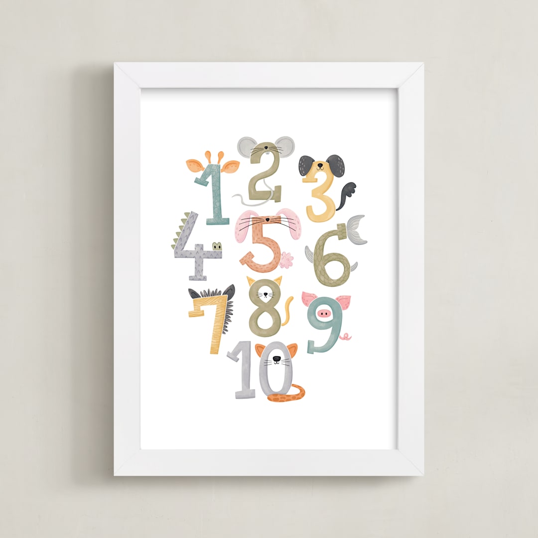 "Numbers in Disguise" - Art Print in Pastels by Serineh Eliasian - Framed