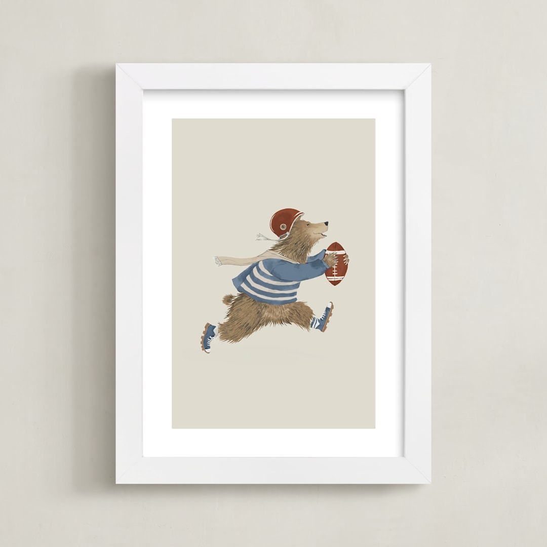 "Animal All-Stars 1" - Art Print in Dusty Beige by Malunio - Framed