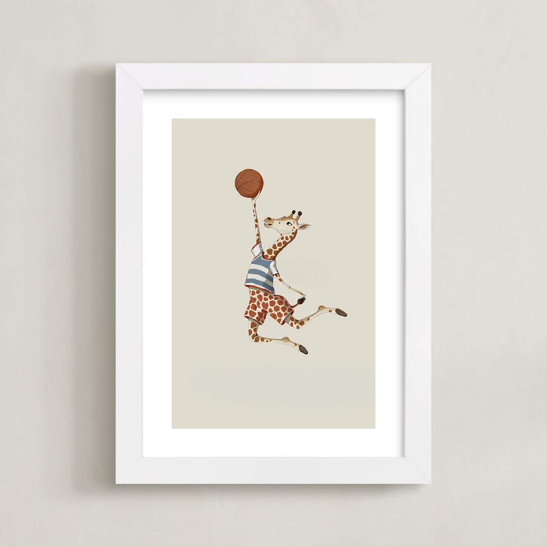 "Animal All-Stars 2" - Art Print in Dusty Beige by Malunio - Framed