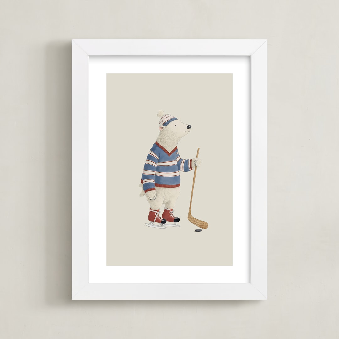 "Animal All-Stars 3" - Art Print in Dusty Beige by Malunio - Framed