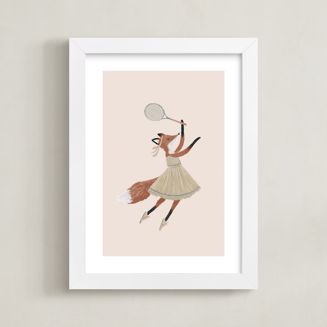 "Animal All-Stars 5" - Art Print in Dusty Beige by Malunio - Framed
