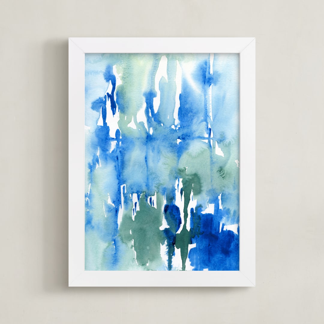 "Wash Away" - Art Print in Deep Blue by Chelsey Scott - Framed