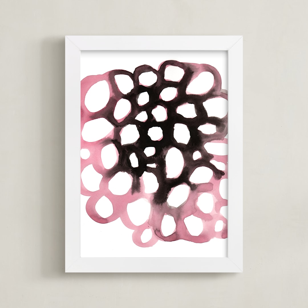 "pink lotus" - Art Print in pink by Kelly Witmer - Framed