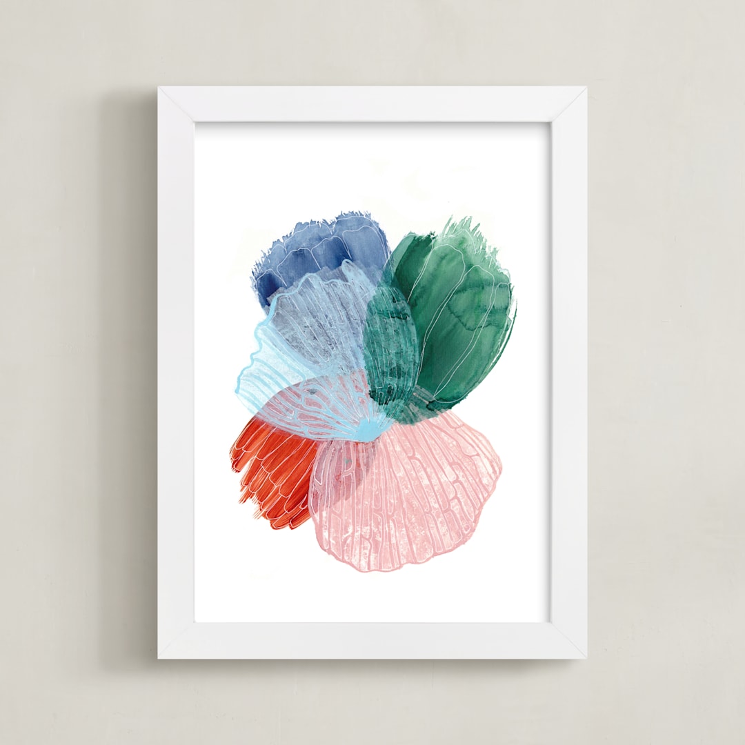 "Skeleton Petals 4" - Art Print in Multicolor by Maggie Ramirez Burns - Framed