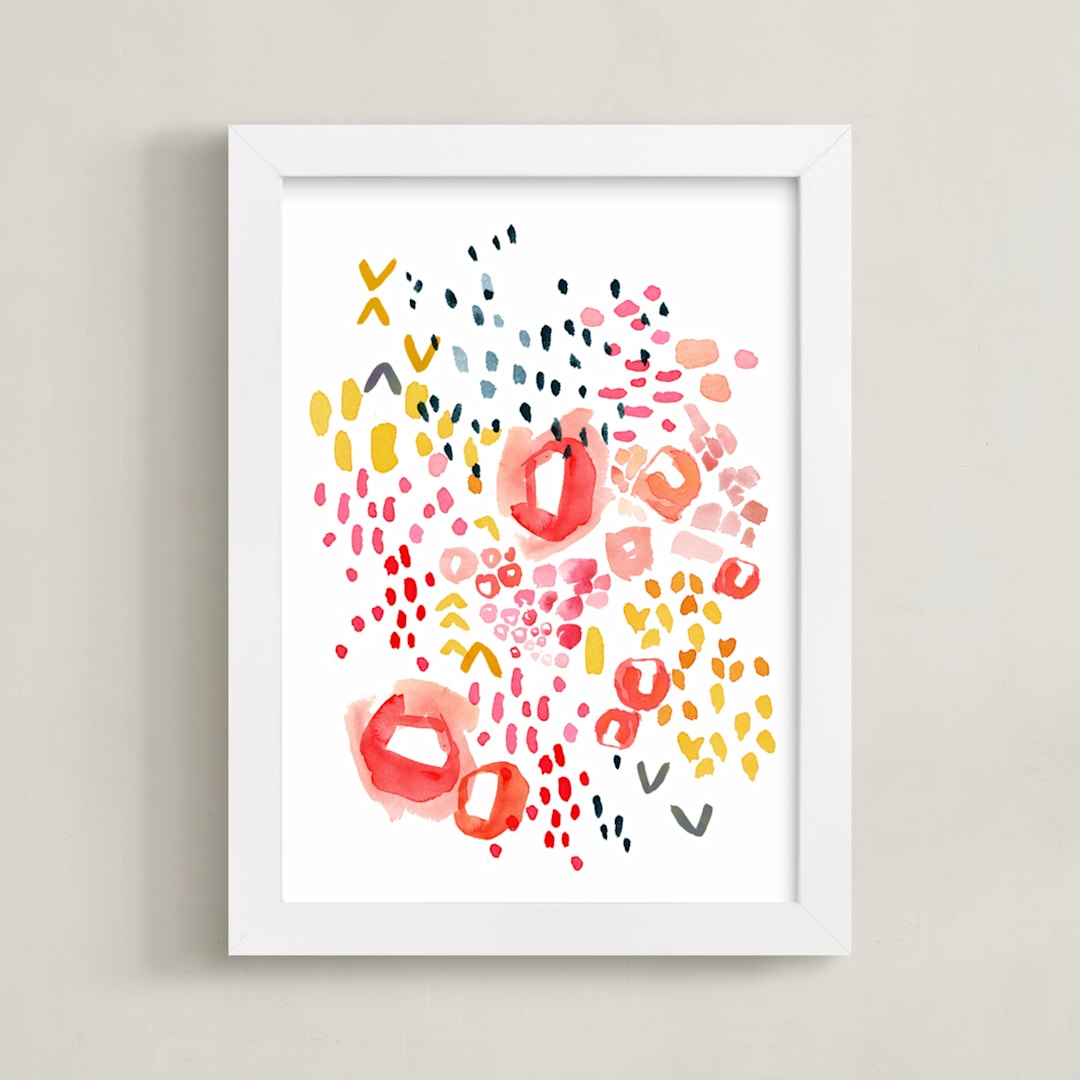 "Gesture" - Art Print in Coral by Kelly Ventura - Framed