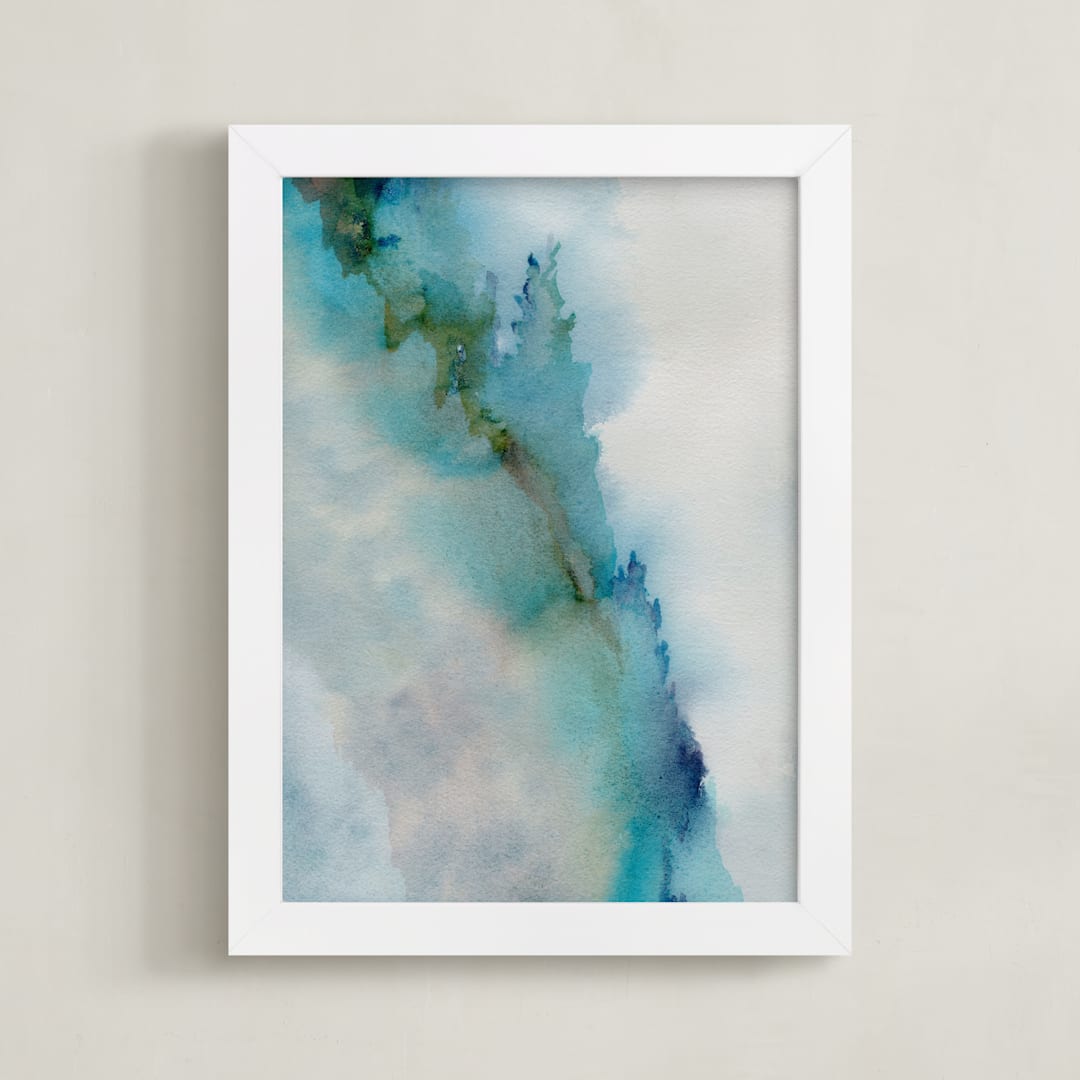 "The Edge of Never" - Art Print in blue mist by Amelia Gluba - Framed