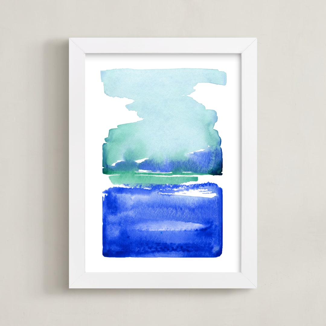 "Broken Series 1" - Art Print in Deep Blue by Chelsey Scott - Framed