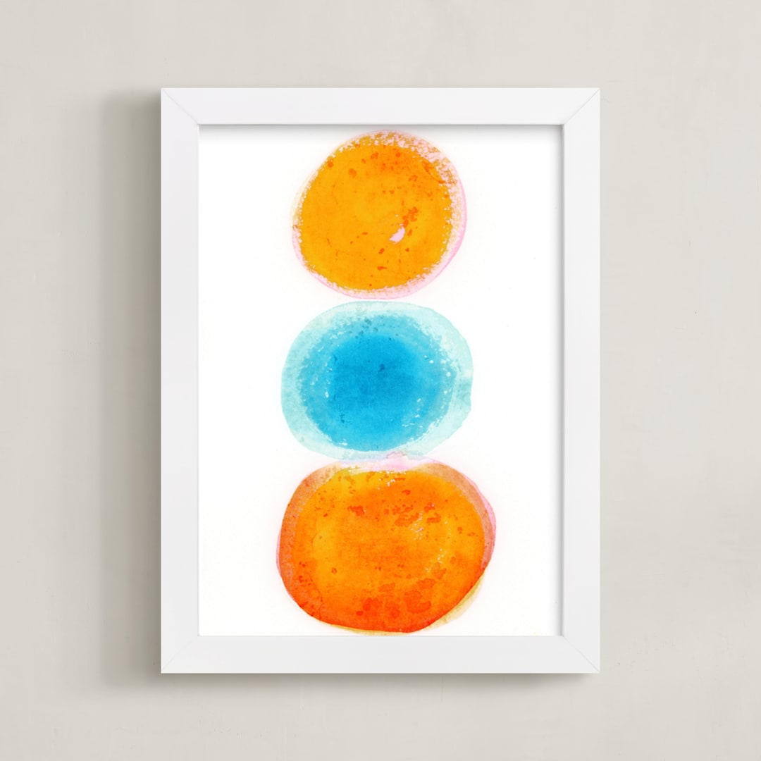 "Snowcone in Aruba" - Art Print in Orange Coral by Alex Isaacs Designs - Framed