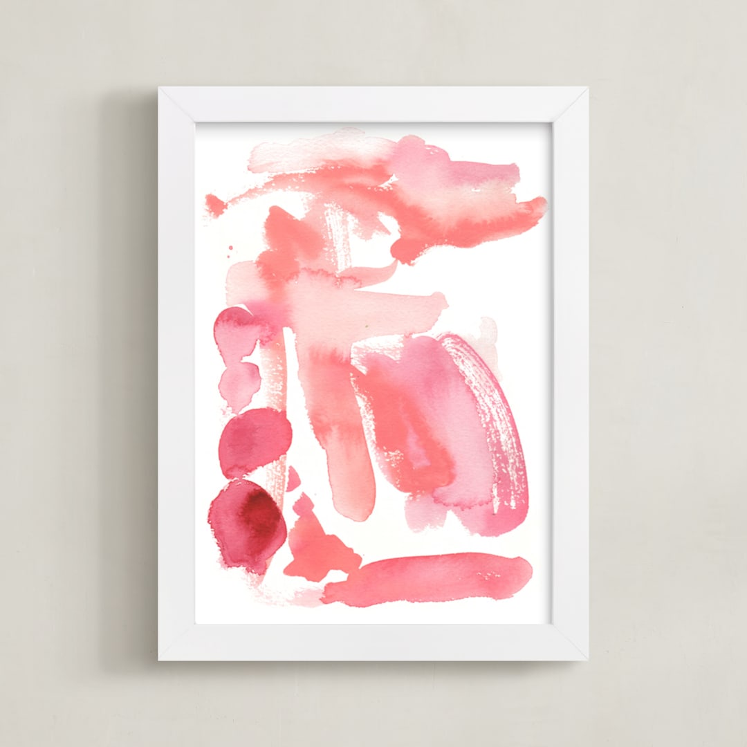 "blushing pink" - Art Print in coral pink by Kelly Witmer - Framed