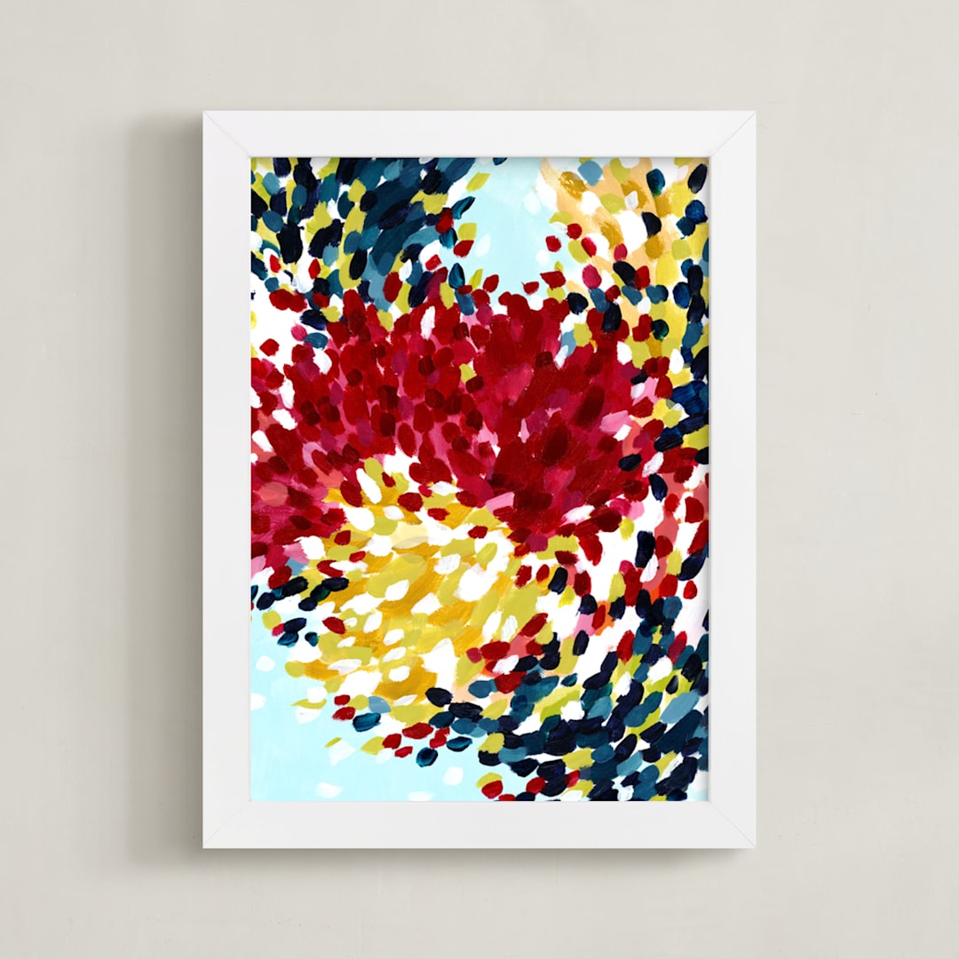 "Winter Bloom I" - Art Print in Warm Red by Katie Craig - Framed