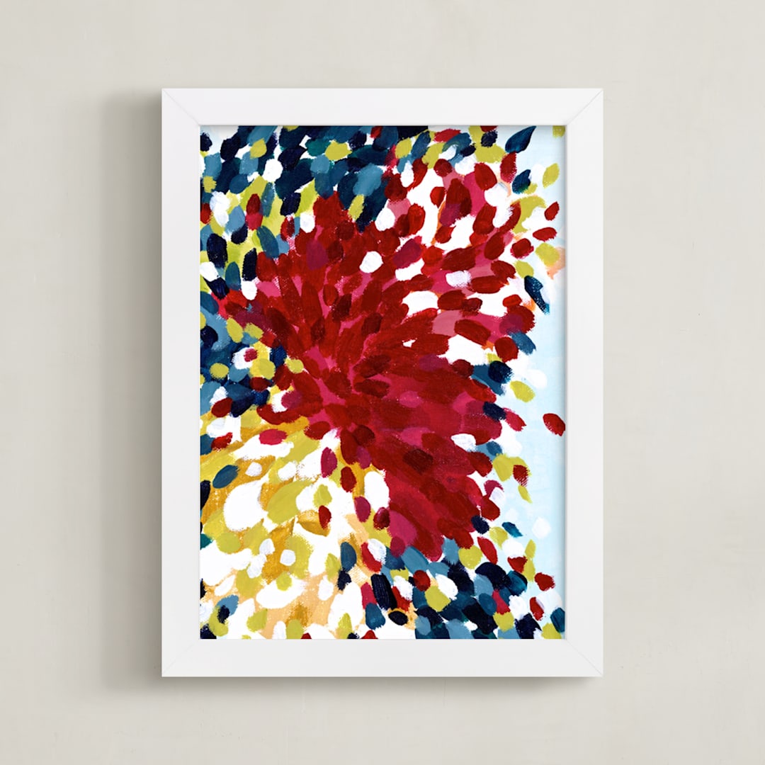 "Winter Bloom II" - Art Print in Warm Red by Katie Craig - Framed