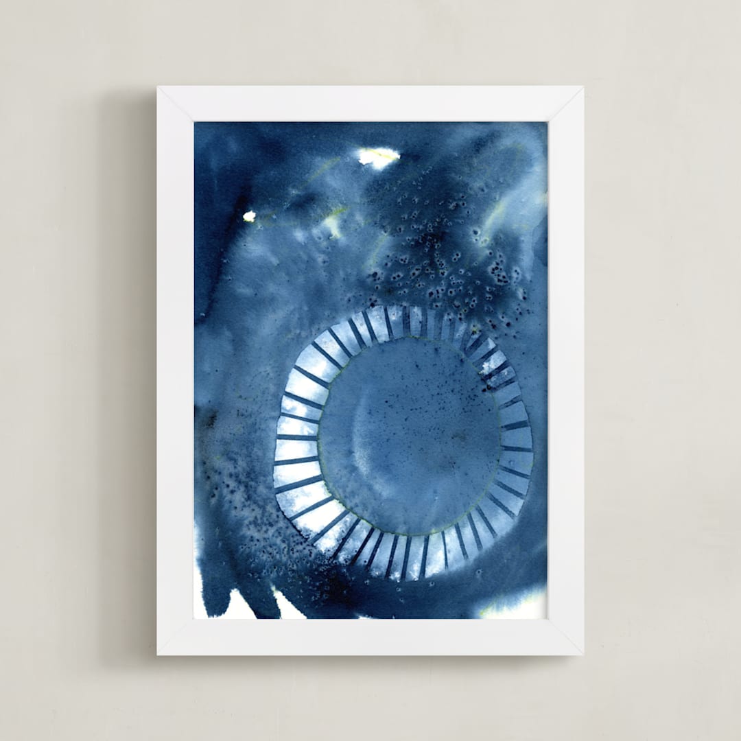 "Nautilus" - Art Print in dusky indigo by Amelia Gluba - Framed