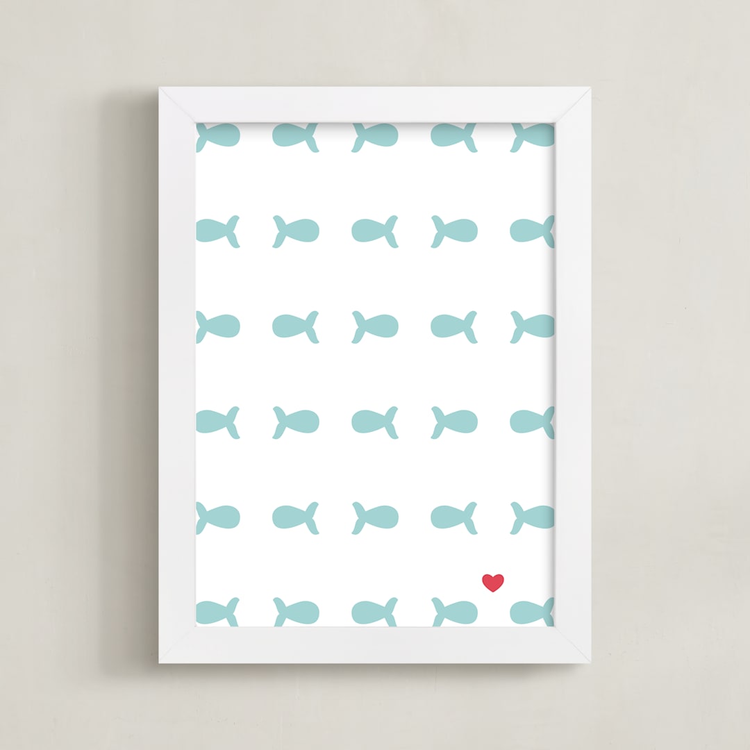 "The Only Fish For Me" - Art Print in Tropical Sea by Ling Wang - Framed