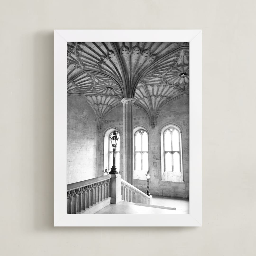 "Oxford Steps" - Art Print in Oxford Gray by Krissy Bengtson - Framed