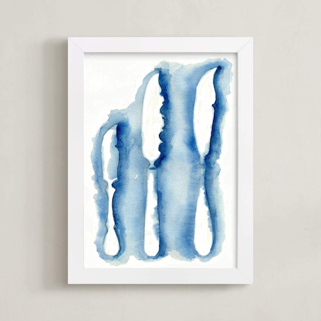 "Antique Silver" - Art Print in indigo by Amelia Gluba - Framed