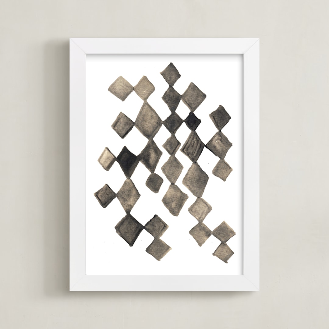 "hand painted diamond shapes" - Art Print in black by Ramoncita - Framed