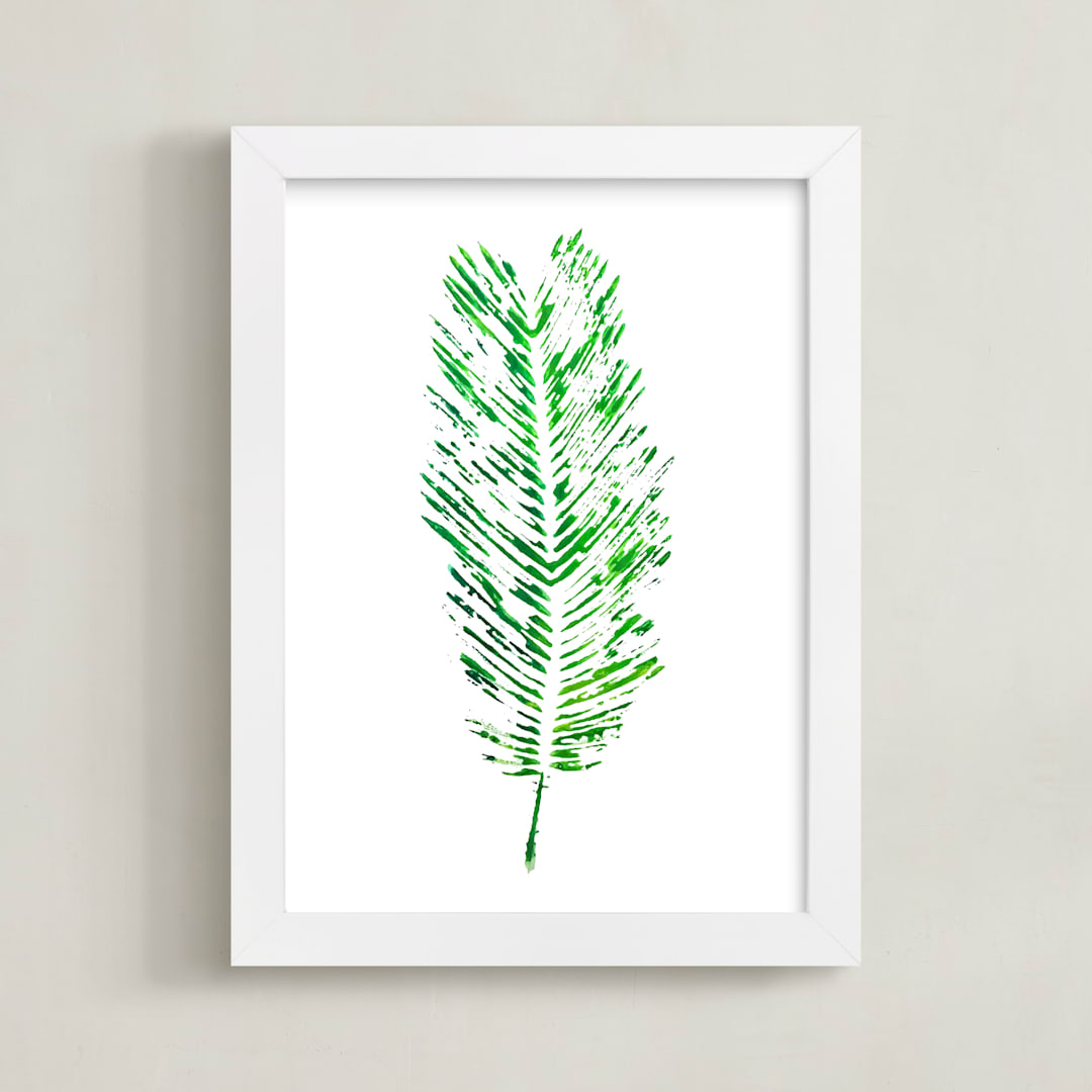 "Abstract Palm" - Art Print in Palm Green by Michelle Jean - Framed