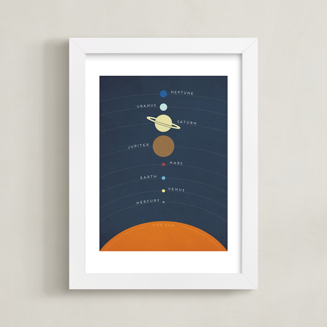 "Outerspaced" - Art Print in Navy by Jennifer Morehead - Framed