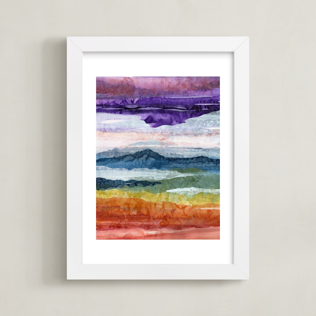 "Rainbow Mountain I" - Art Print in Violet by Lara Eckerman - Framed