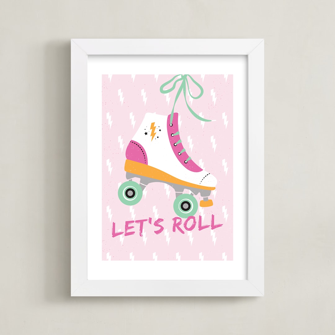 "Let's Roll Art" - Art Print in Magenta by Amber Barkley - Framed