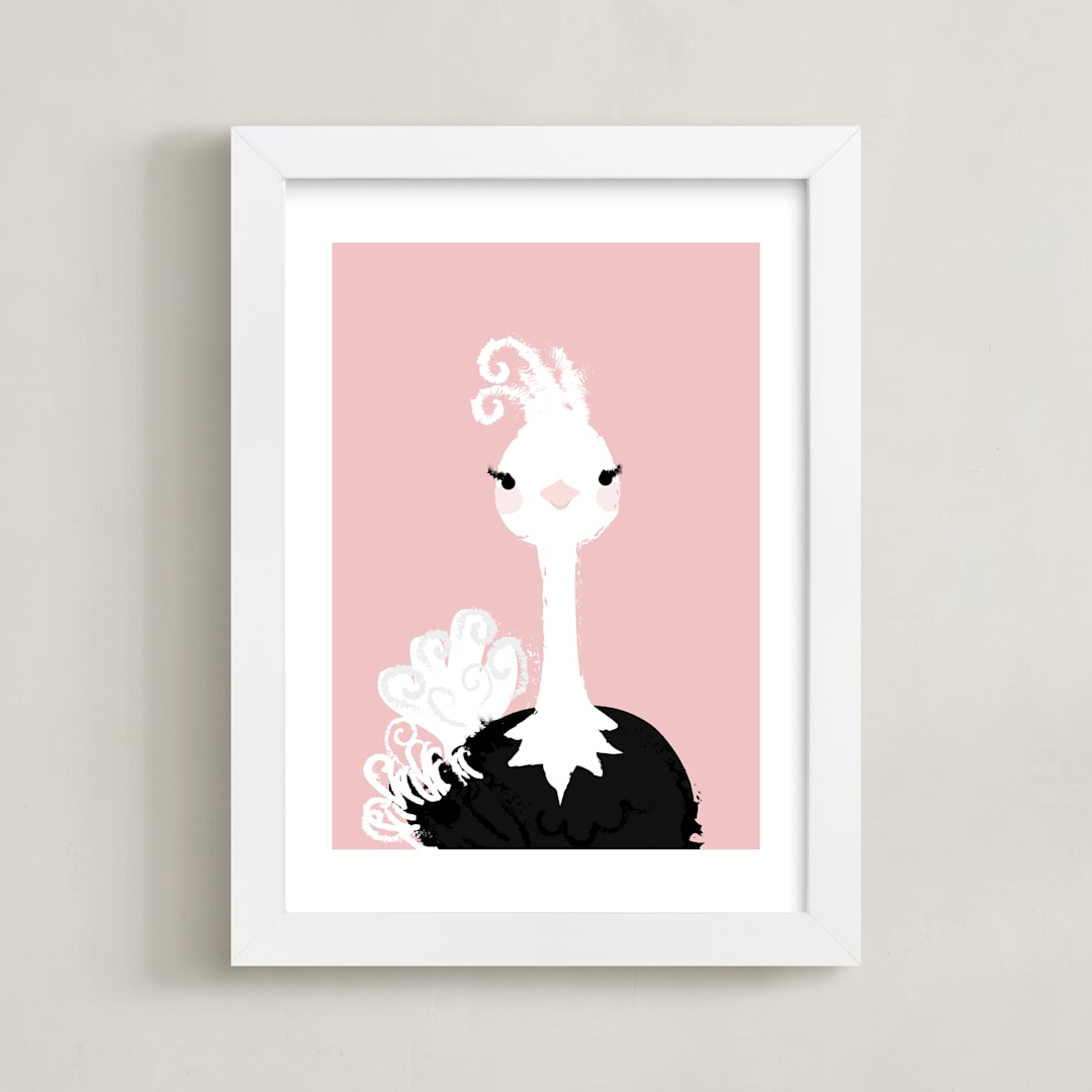 "Curly Girl" - Art Print in Petal Pink by Itsy Belle Studio - Framed