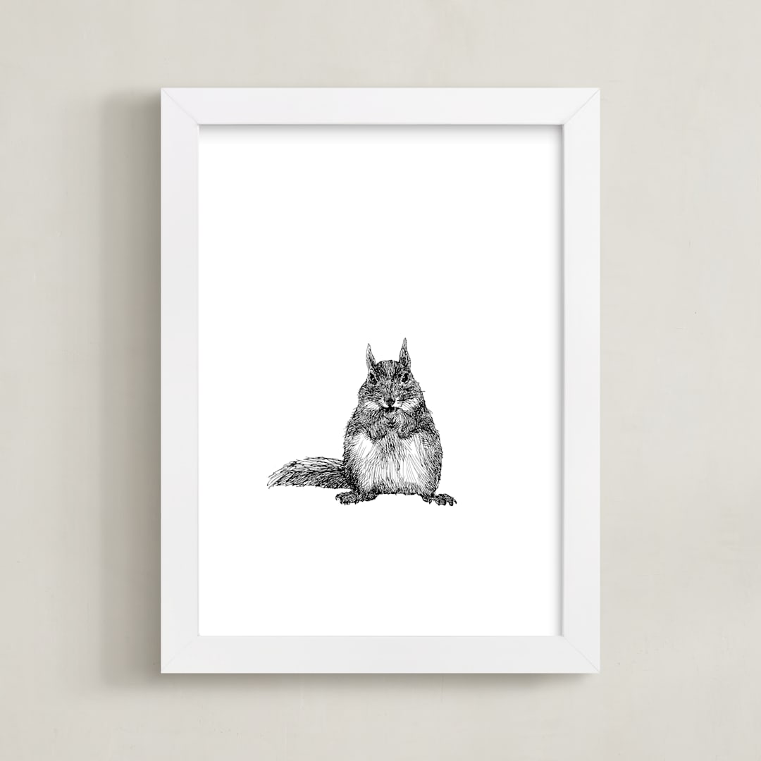 "écureuil" - Art Print in Black by IMG_101 - Framed