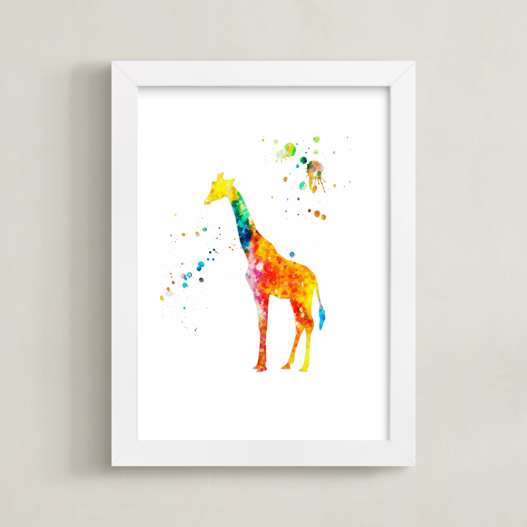 "Giraffe Laugh" - Art Print in Warm & Bright by Alex Isaacs Designs - Framed