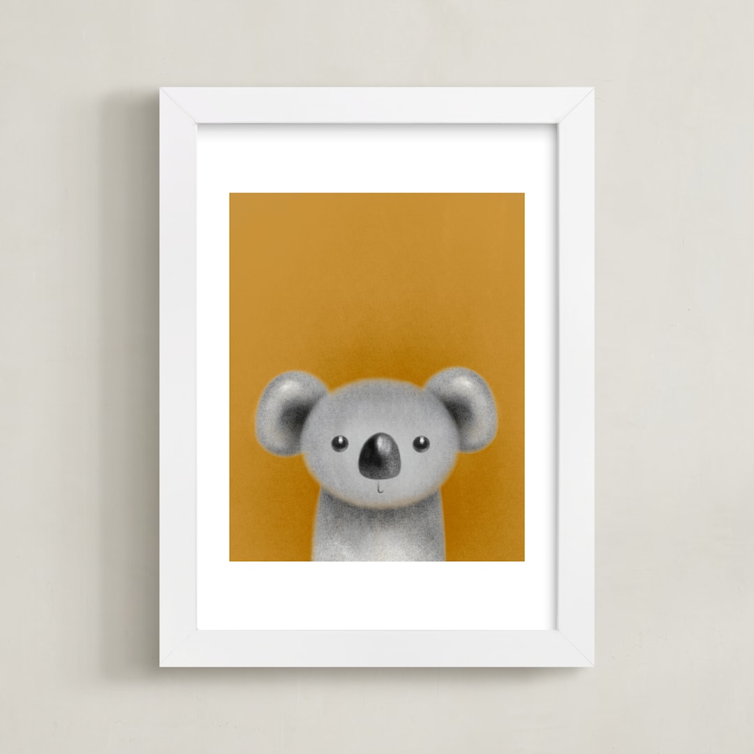 "Little Koala " - Art Print in Saffron by Farinaz Vaseghi - Framed