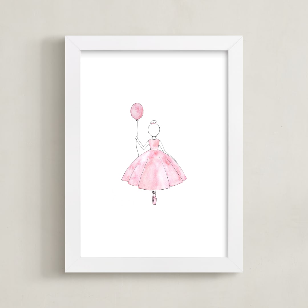 "Watercolor Ballerina" - Art Print in Blush by Belia Simm - Framed