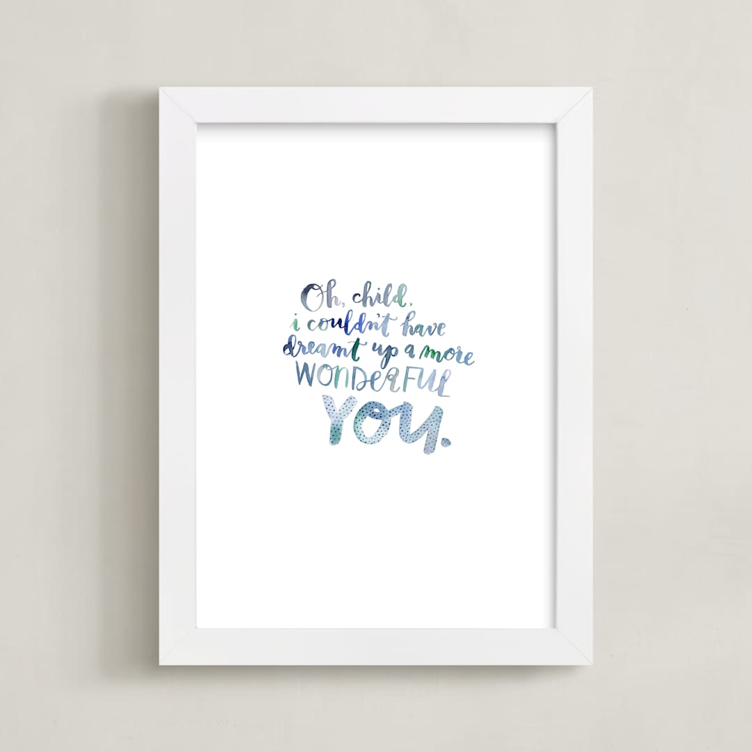 "oh child" - Art Print in ocean teal by Kelly Place - Framed