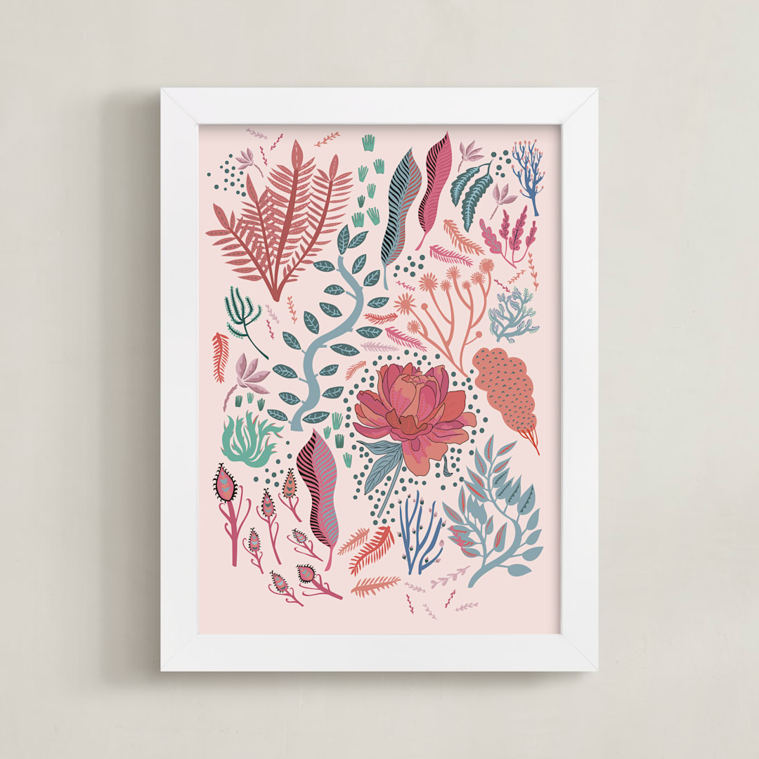 "Scandinavian roses" - Art Print in soft rose by Nina Leth - Framed