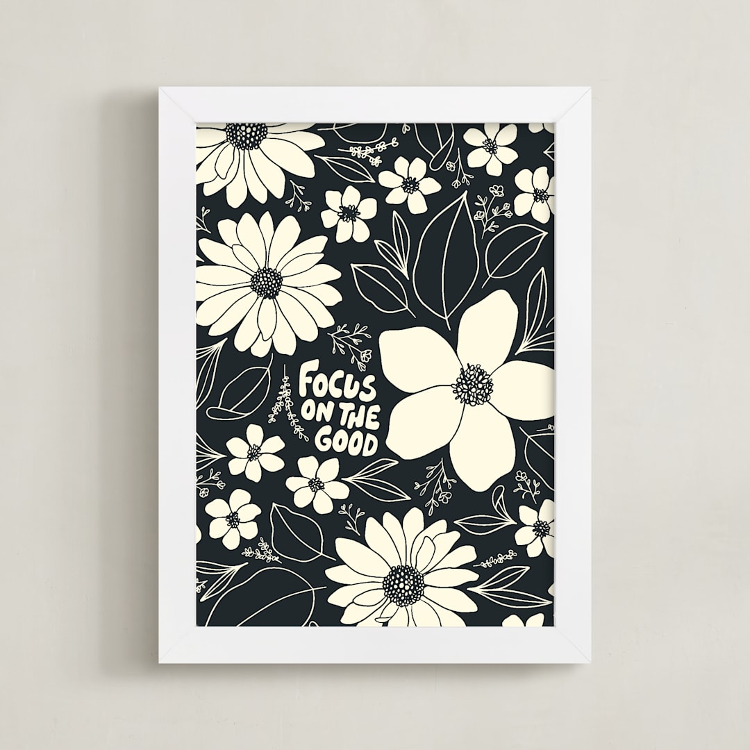 "Focus On The Good" - Art Print in Cracked Pepper by Rosa Veliky - Framed