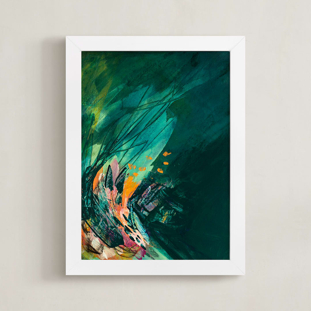 "This is Where We Come Alive" - Art Print in Radiant Teal by Stacy Kron - Framed