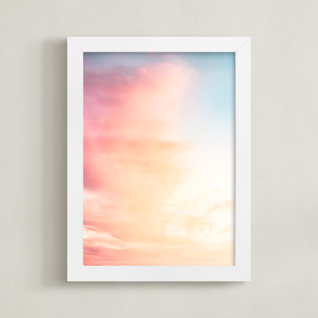 "Rainbow Sky I" - Art Print in rainbow by Kamala Nahas - Framed
