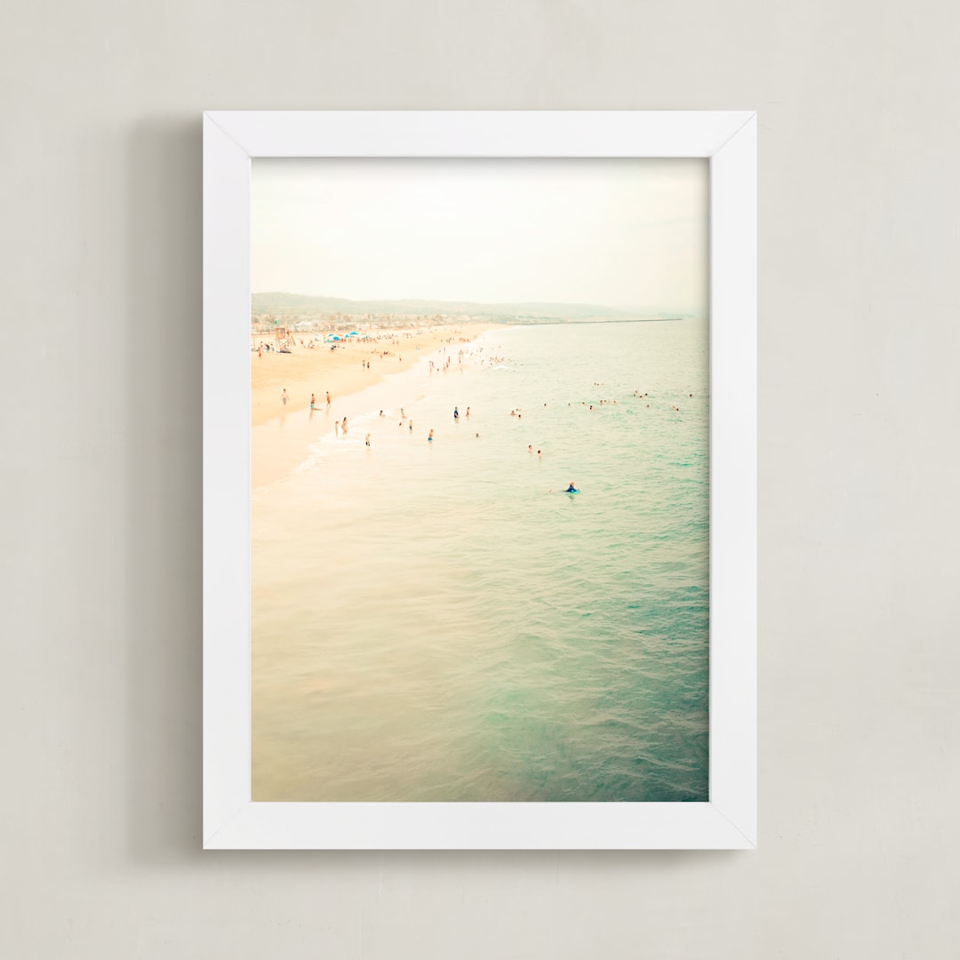 "Adrift I Newport Beach" - Art Print in Sea Mist by Shawna Urban - Framed