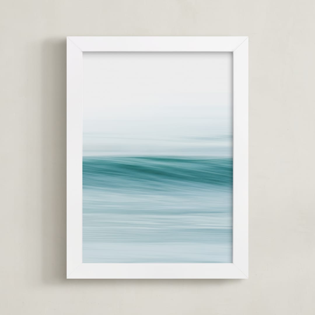 "Slow Roll" - Art Print in Aqua by Mike Sunu - Framed