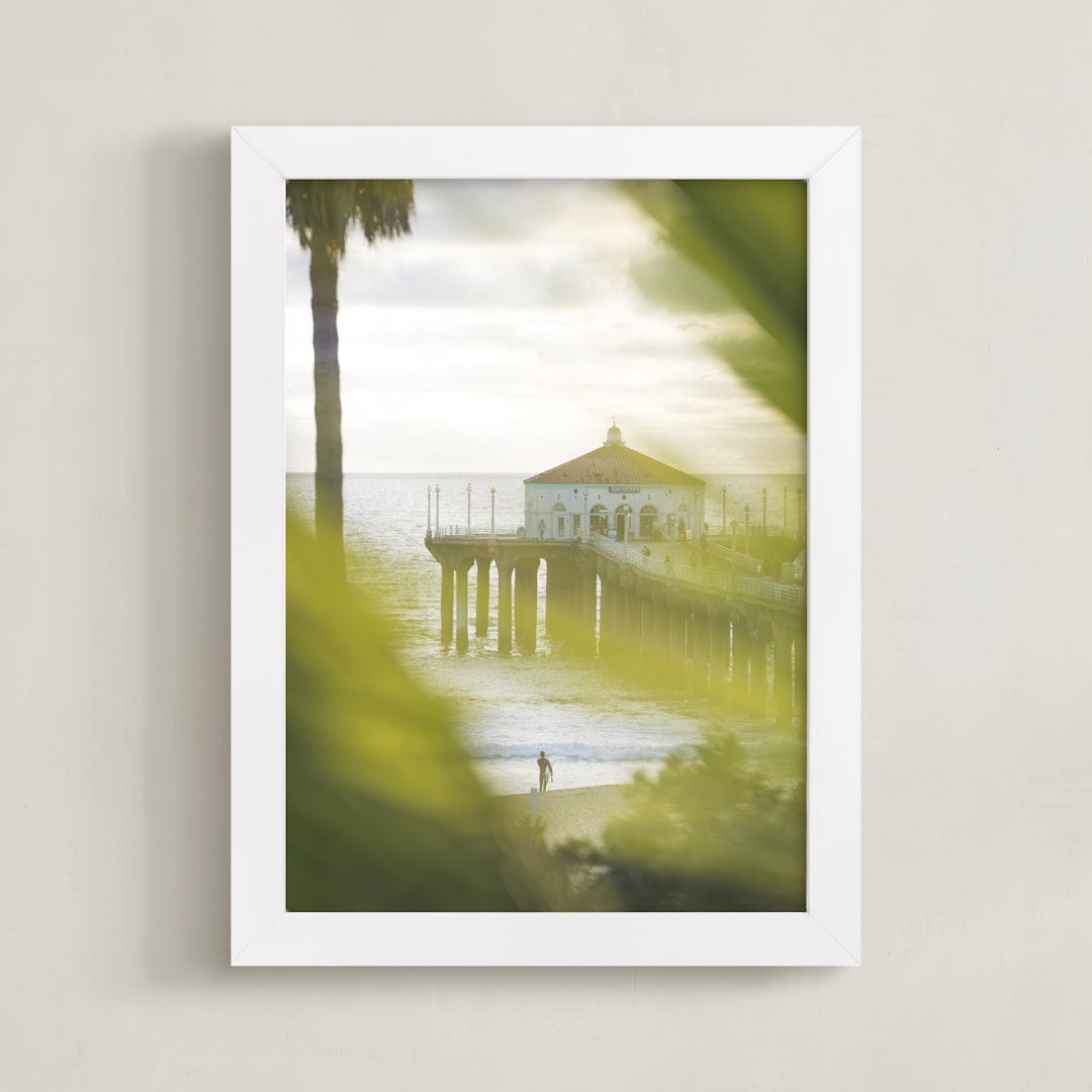 "Manhattan Beach Happy Hour" - Art Print in Lime by Mike Sunu - Framed