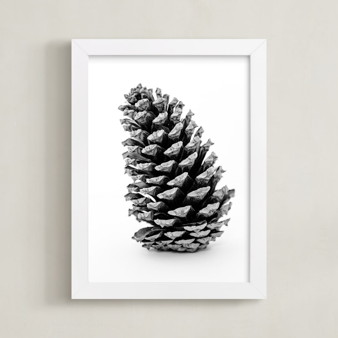 "Tall Pine Cone" - Art Print in grey by Alexis Arnold - Framed